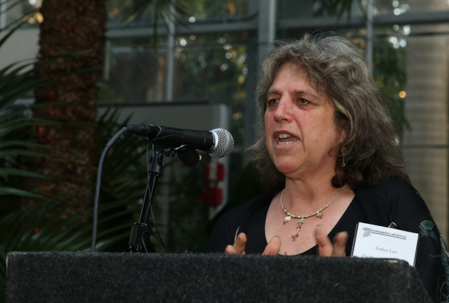 Esther Lev gives her speech after receiving her award